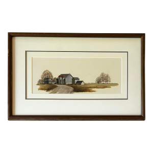 Vintage Original Framed Landscape Painting of a Lancaster County Pa Farm Signed Knauss