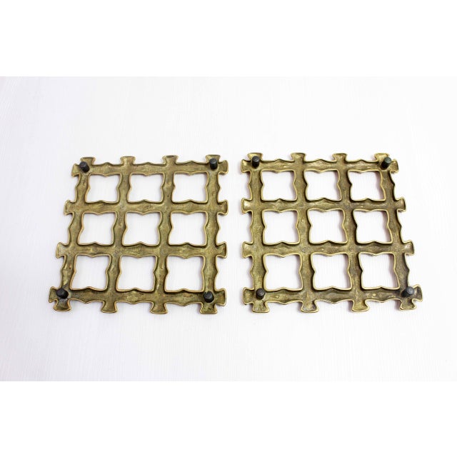 Faux Bamboo Brass Trivets, 1970s, Set of 2 For Sale - Image 10 of 12