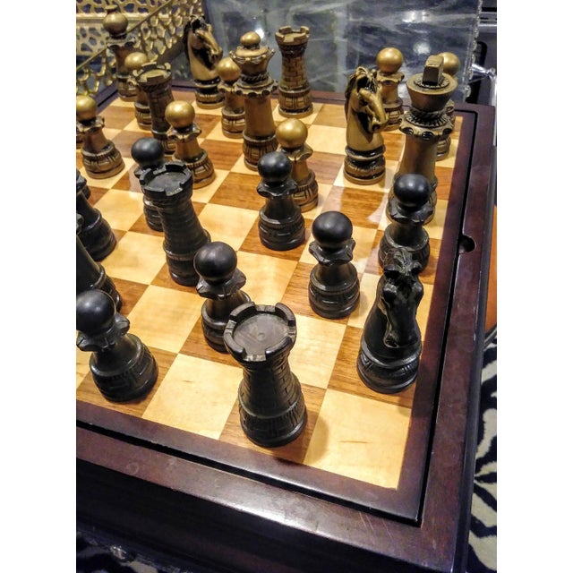 2001 Vintage Bombay Company Solid Wood 3 Games Backgammon, Chess