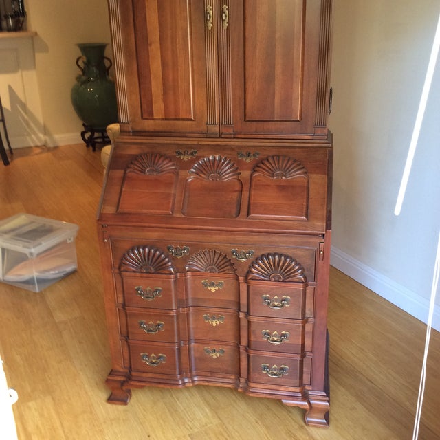 Martin Maddox 1980s Maddox Solid Cherry Wood Secretary Desk - 2 Pieces For Sale - Image 4 of 12