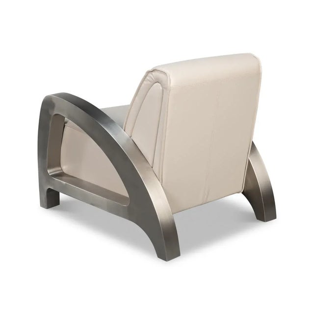 2020s Industrial White Leather Armchair For Sale - Image 5 of 12