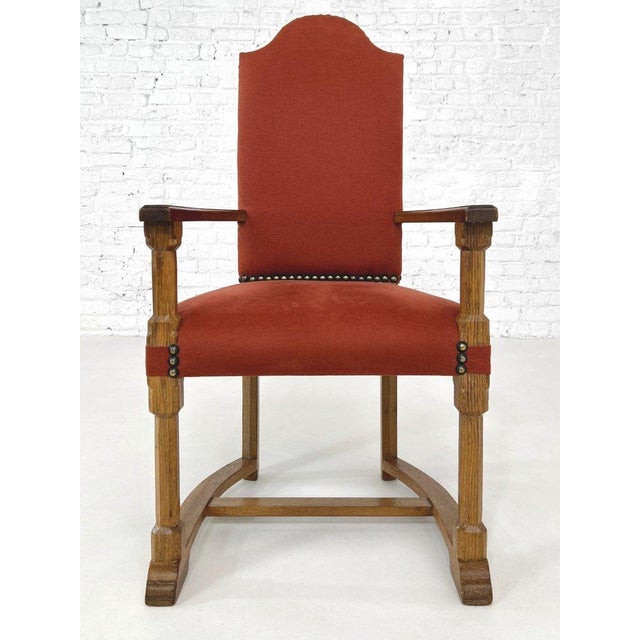 Antique French Wood and Red Fabric Chairs, Set of 8 For Sale - Image 11 of 12