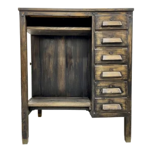 Antique Industrial Wooden Workbench Cabinet, C. 1920’s