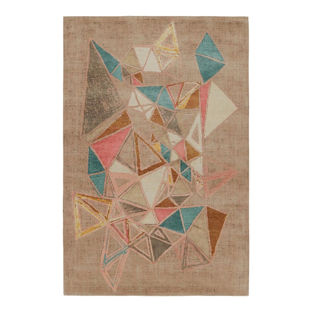 Rug & Kilim’s Mid-Century Modern Rug With Polychromatic Geometric Pattern For Sale