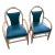 1990s Pair Mid-Century Modern Shelby Williams Green Leather Bentwood Acacia Chairs For Sale