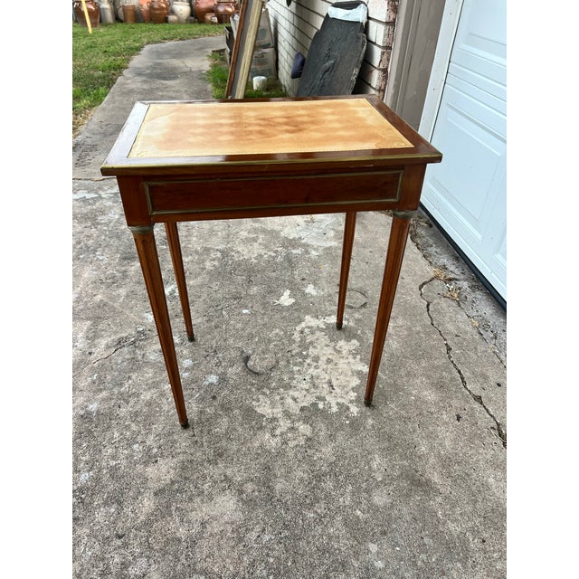 French 19th Century Louis XVI Mahogany Leather Top Side Table For Sale - Image 10 of 12