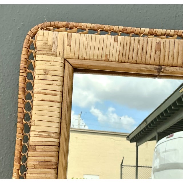 Vintage Woven Rattan Frame Mirror For Sale - Image 10 of 17