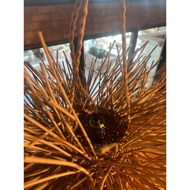 French Spherical Form Rattan Pendant Light For Sale - Image 9 of 11
