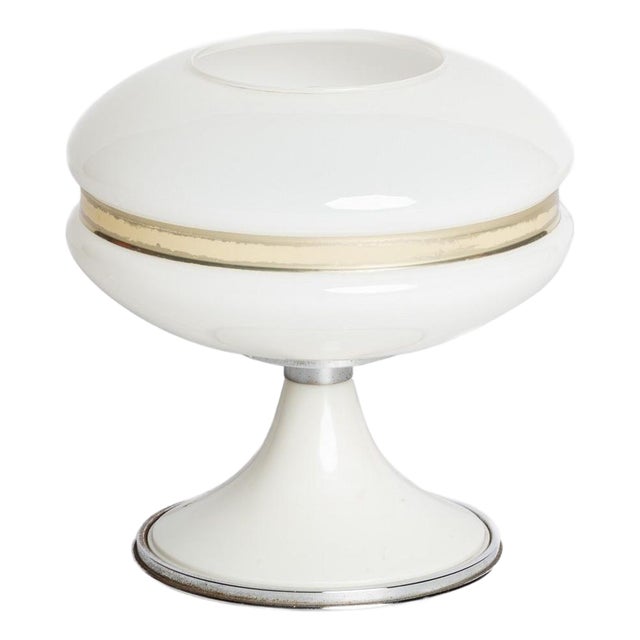 Vintage Space Age Table Lamp in Glass and Steel, Italy, 1970s For Sale