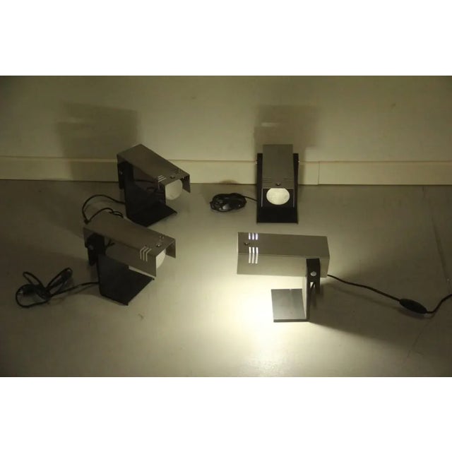 Gray Minimalist Steel Table Lamp, 1970s For Sale - Image 8 of 11