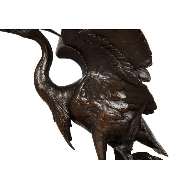 Rare French Bronze Sculpture Heron and Frog by Henri Alfred Jacquemart For Sale - Image 10 of 18