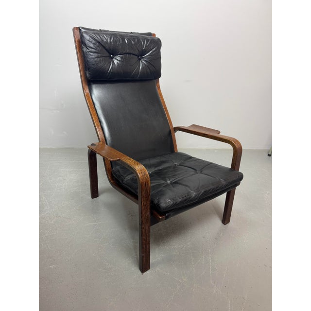 1960s Mid-Century Lamino Black Leather Lounge Chair Model P583 by Yngve Ekström for Swedese, Sweden 1960s For Sale - Image 5 of 10