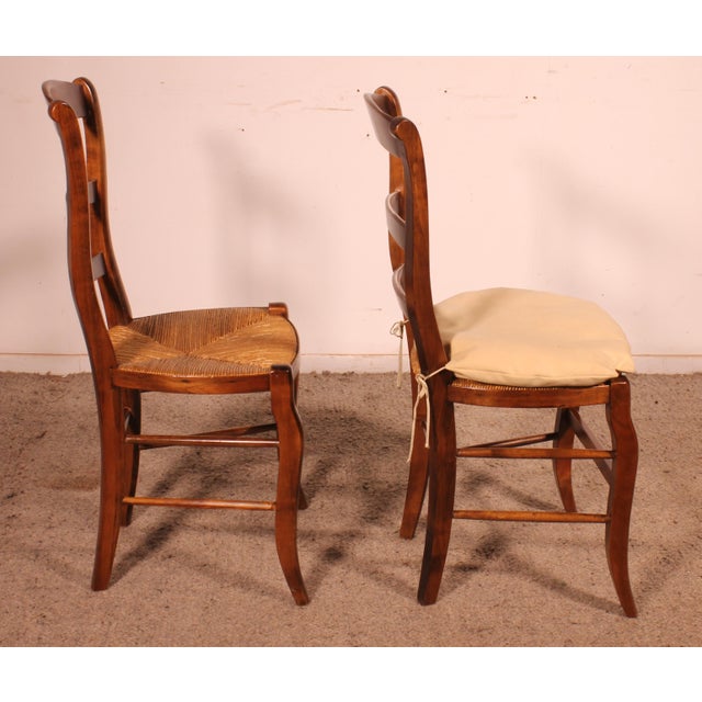 Brown Straw-Seated Cherrywood Chairs, 1970s, Set of 8 For Sale - Image 8 of 13