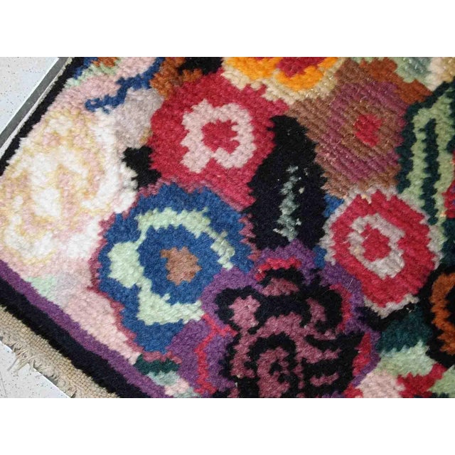 Textile 1920s Handmade Antique French Art Deco Rug 1.6' X 3.8' For Sale - Image 7 of 10
