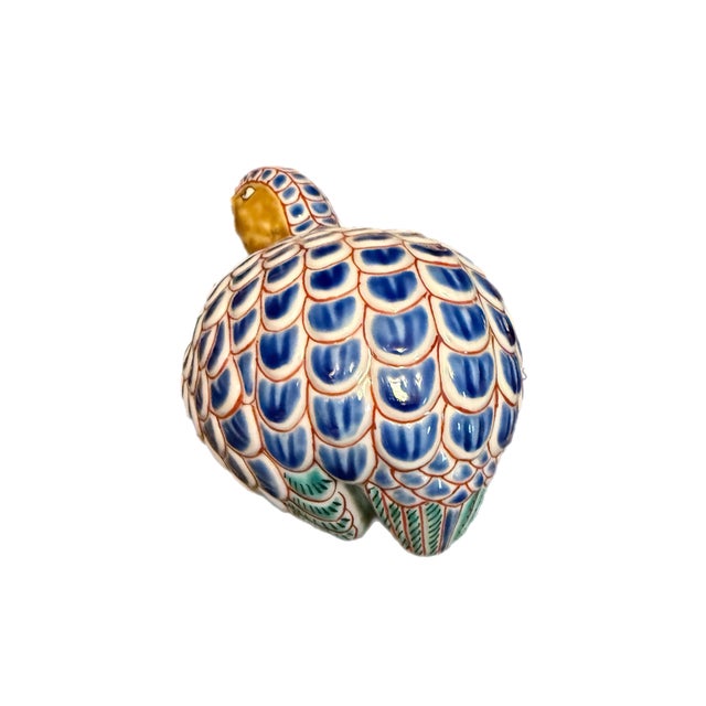 Mid 20th Century Vintage Japanese Imari Style Porcelain Quail Figurine For Sale - Image 5 of 8