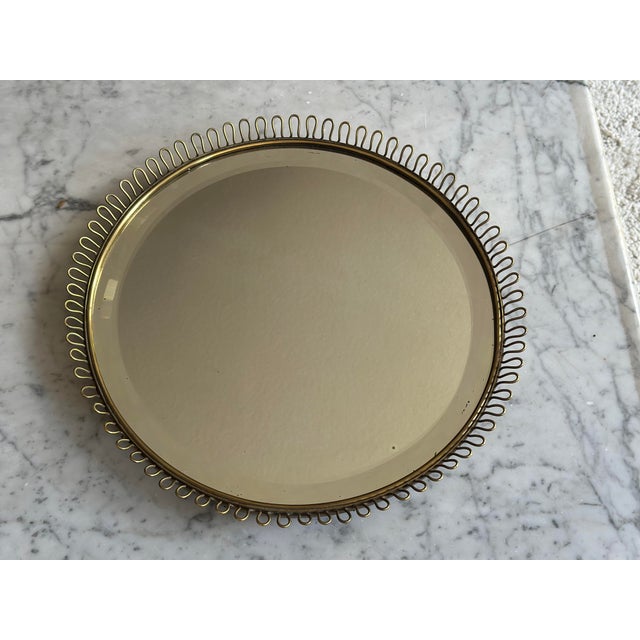 Mid-Century Modern Vintage Brass Mirror with Ball Feet by Josef Frank for Svenskt Tenn, 1950s For Sale - Image 3 of 17