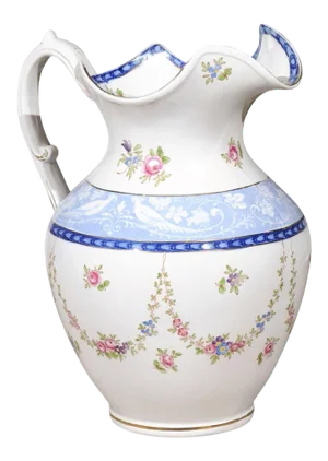 Vintage English Booth's China Pink Roses, Blue & White Pheasants Pitcher