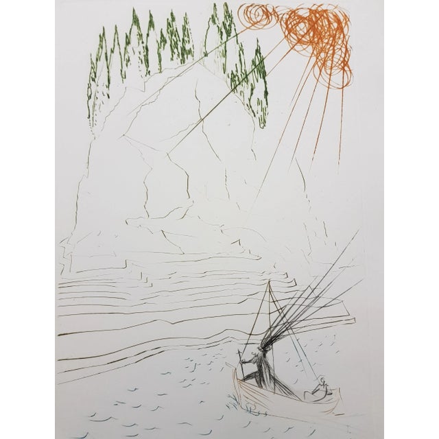 Salvador dali - the fight with morhoult - original etching dimensions: 45 x 33 cm edition: 125 1970 signed in pencil. On...