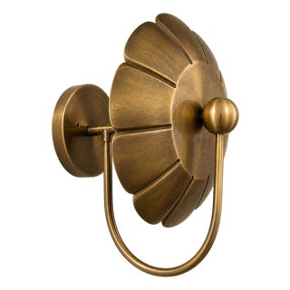 Vintage Brass Wall Sconce Light, Handmade Antique Brass Flower Wall Lamp, Mid Century Shell Sconce Bedroom Bedside Hallway Entryway Lighting For Sale