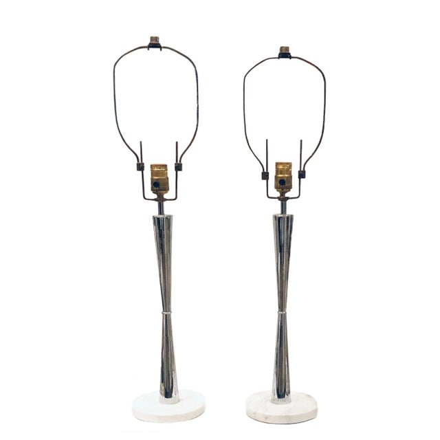 1950s Mid Century Stainless Steel Lamps - a Pair For Sale In Tampa - Image 6 of 6