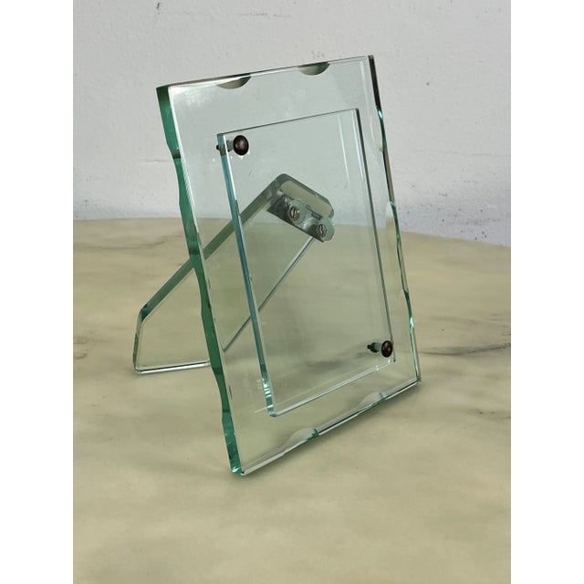 Mid-Century Modern Mid-Century Nile Green Chiselled Murano Glass Photo Frame in the style of Pietro Chiesa for Fontana Arte, 1960s For Sale - Image 3 of 9
