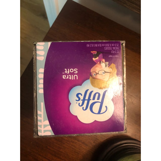 Metal Vintage Stained Glass Tissue Box Cover With Flower For Sale - Image 7 of 8