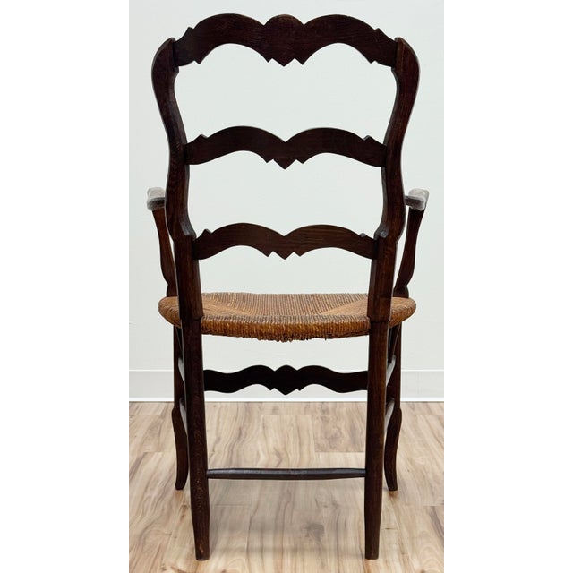 Late 19th Century Antique Carved Wood French Country Rush Seat Dining Chairs, Set of 6 For Sale - Image 5 of 18