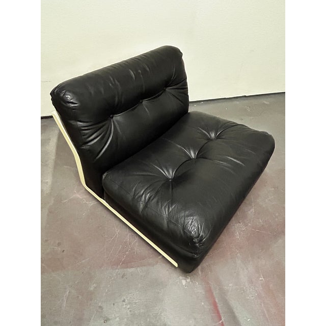 Black Circa 1970 Original Black Leather Amanta Lounge Chairs by Mario Bellini for C&b Italia For Sale - Image 8 of 18