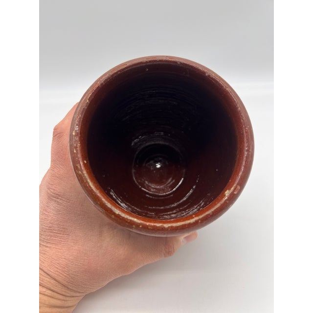 A Fine Antique Pennsylvania Folk Art Redware Storage Crock, 1850's For Sale - Image 12 of 12