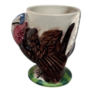 French Majolica Turkey Egg Cup Sarreguemines Circa 1920 For Sale