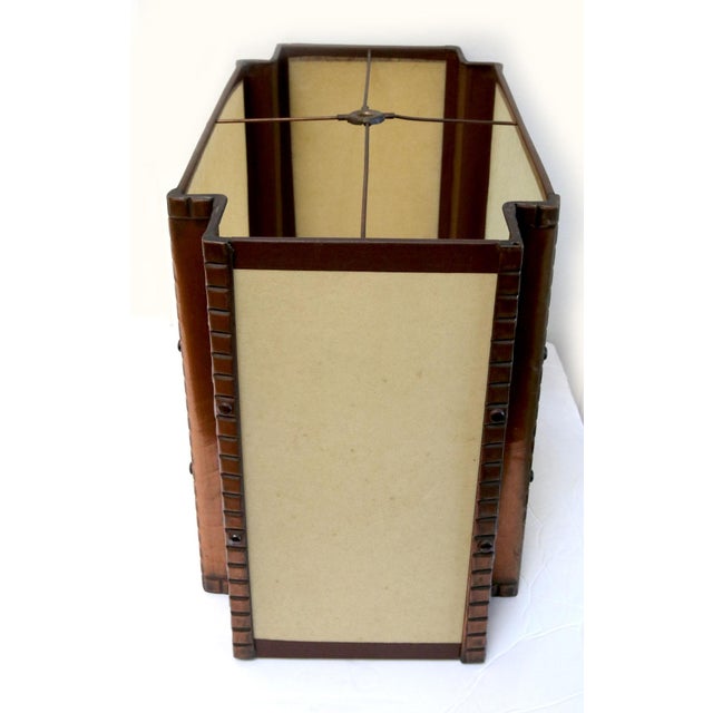 Art Deco Mid-Century Art Deco Style Copper Trimmed Collectible Lamp Shade For Sale - Image 3 of 10