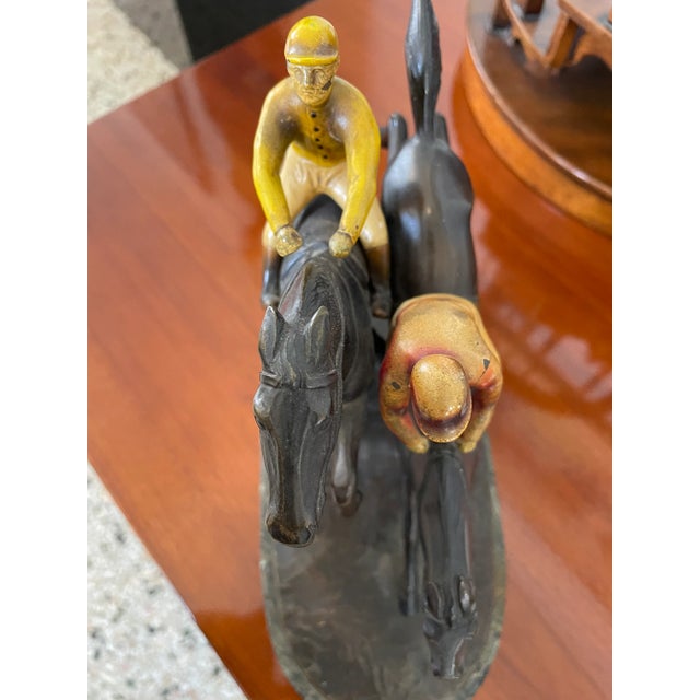 English Steeple Chase Sculpture Hans Harders Polychrome Bronze Horse Race For Sale - Image 12 of 12