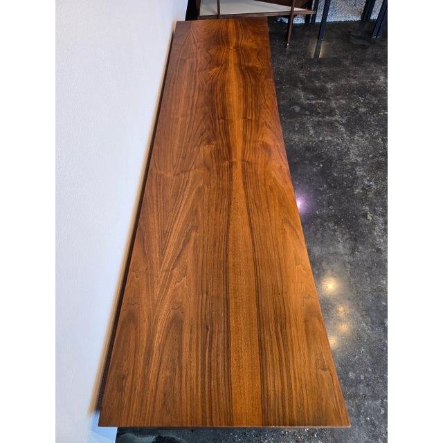 1960s United Furniture Walnut Long Dresser With Mirror MCM Vintage For Sale - Image 5 of 12