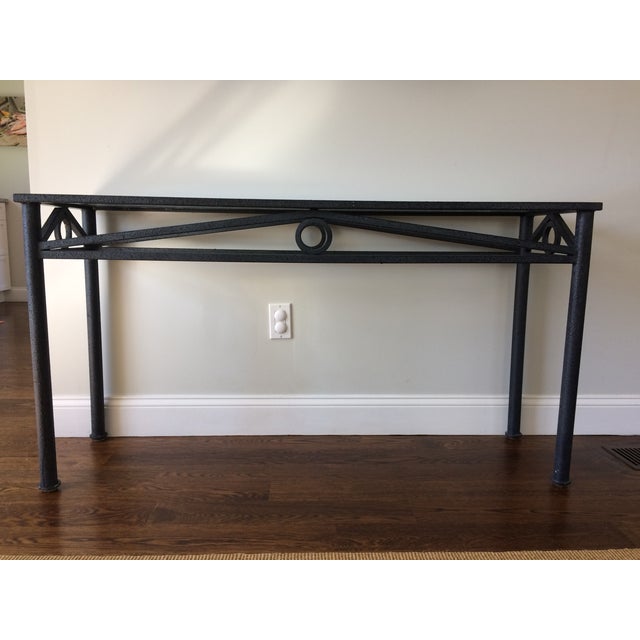 Black Iron & Glass Top Console Table | Chairish