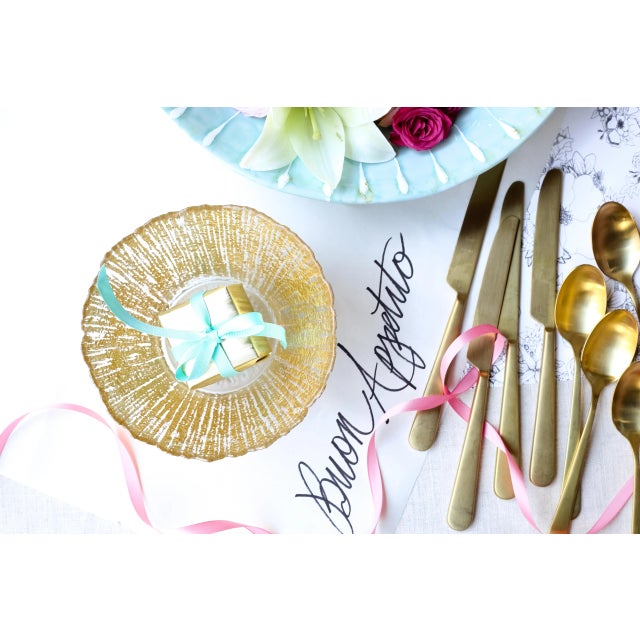 VIETRI Rufolo Glass Gold Small Shallow Bowl For Sale - Image 12 of 13