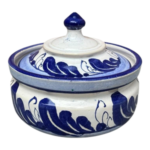 Vintage Mexican Talavera Pottery Lidded Dish - 4.5”