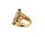 Contemporary Marquee Diamond Ring 14k Yellow Gold Fancy Wide Top Band For Sale - Image 3 of 6