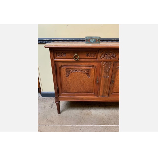 Antique Art Nouveau Walnut Sideboard, 1910 For Sale - Image 3 of 13