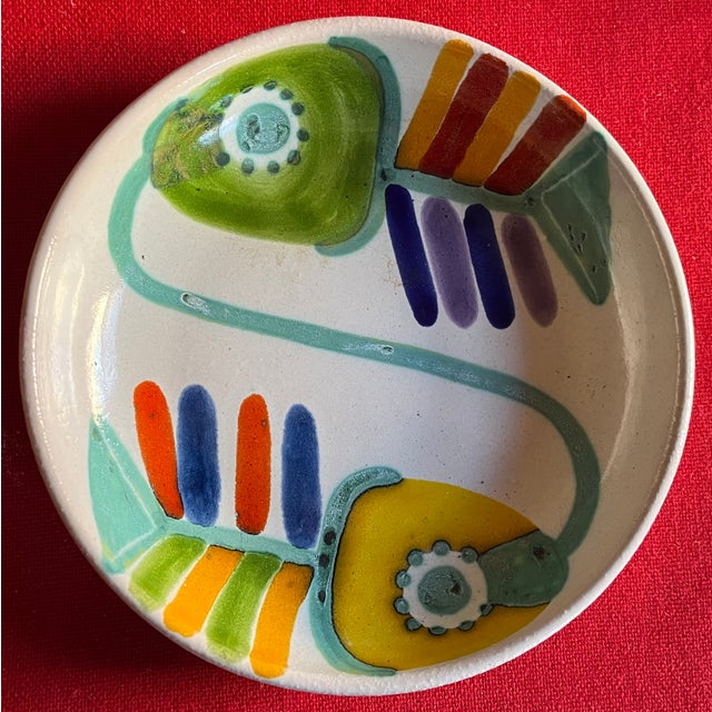Green Mid-Century Modern Hand Painted Italian Pottery Serving Bowl by Desimone Circa 1960's For Sale - Image 8 of 8