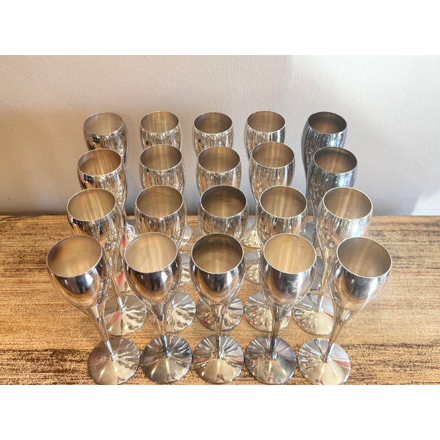 Contemporary Vintage Kirk Stieff Silver-Plated Champagne Flutes - Spain, Set of 20 For Sale - Image 3 of 7