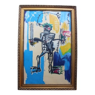 Modernistic Painting After Jean-Michel Basquiat, Circa 1980 For Sale