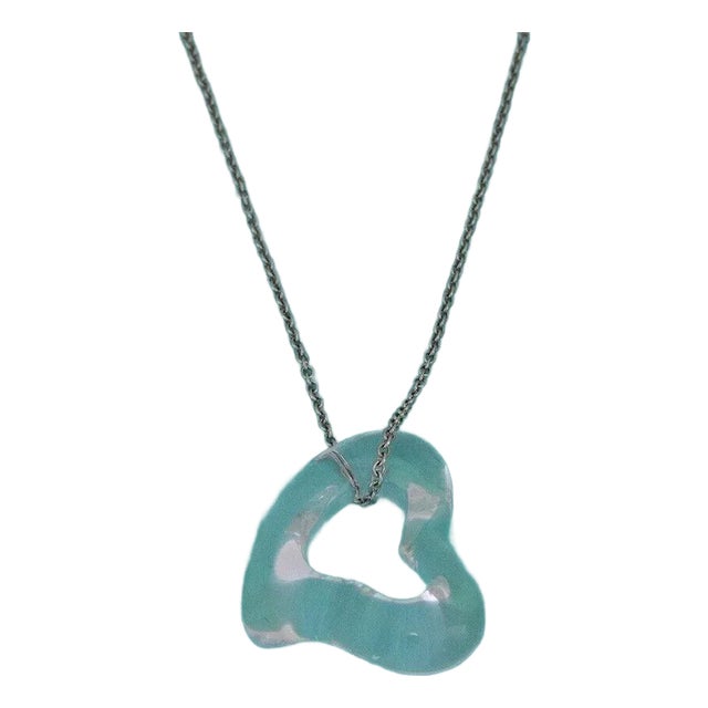 Tiffany & Co. Peretti Necklace Platinum Chain & Clear Quartz Heart Pendant For Sale