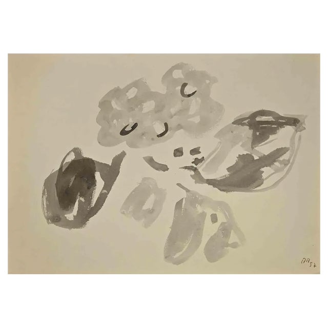 Vincenzo Gatti, Abstract Composition, Watercolor on Paper, 1957 For Sale