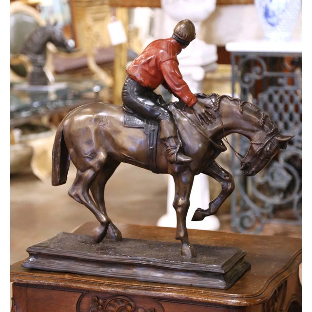 19th Century French Spelter Sculpture of Jockey on Horseback Signed p.j. Mène For Sale - Image 11 of 12