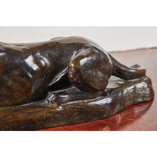 Figurative Georges Lucien GuyotSigned, Bronze Sculpture of Resting Dog, circa 1925 For Sale - Image 3 of 7