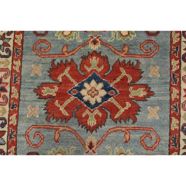 2020s Kazak Rug 2’10” X 4′ Blue Wool Tribal Hand-Knotted Oriental Carpet For Sale - Image 5 of 10