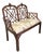 Vintage Chinese Chippendale Style Double-Back Walnut Settee With Botanical Upholstery For Sale