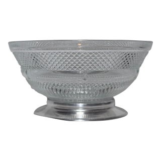 Vintage English Lead Crystal Bowl With Removable Silver Plate Base For Sale