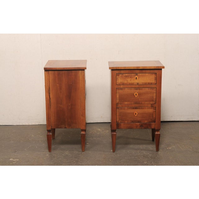Wood Italian Pair Antique 3-Drawer Side Chests For Sale - Image 7 of 13