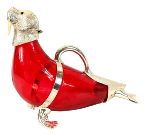 Silver-Plated Glass Walrus Decanter Jug